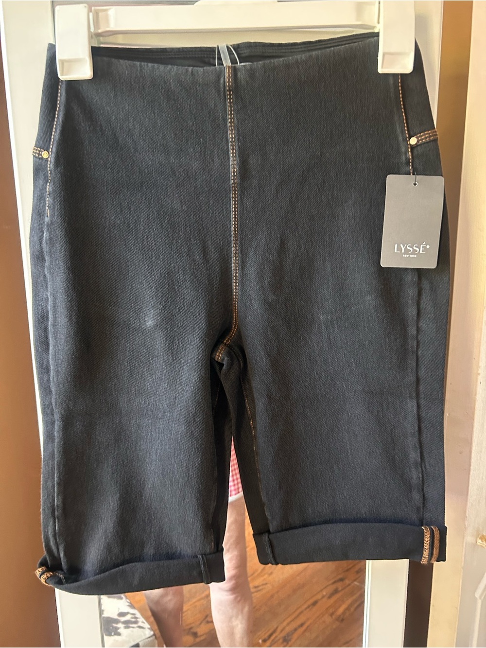 LYSSE Women's Dark Indigo Denim stretchy Bermuda Shorts, XS, NWT - Picture 12 of 12